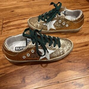 authentic golden goose superstars iconic sparkle gold with white star size 36